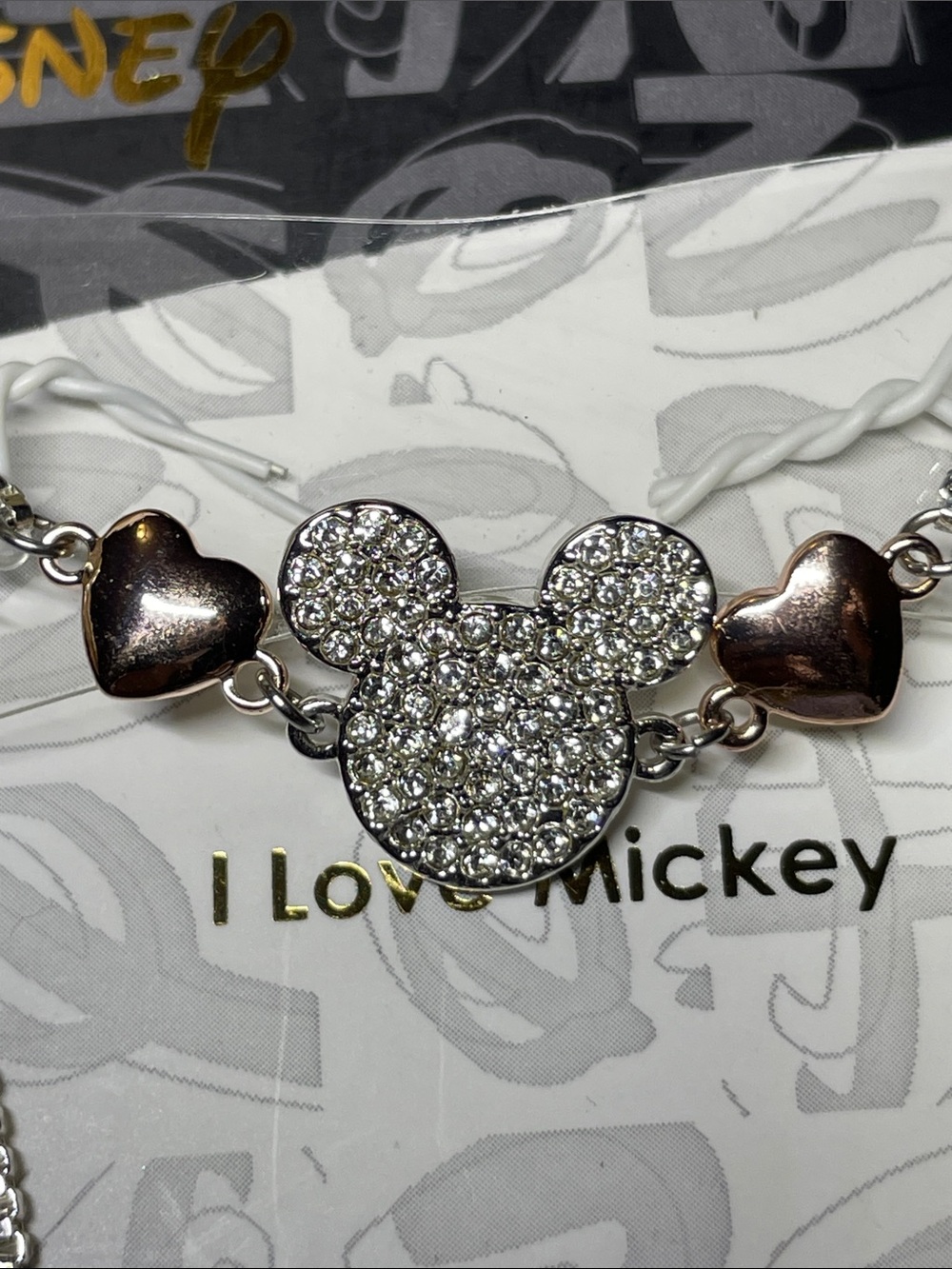 🐭Gorgeous Disney Silver and Rose Gold Crystal Mickey Adjustable Bracelet🐭